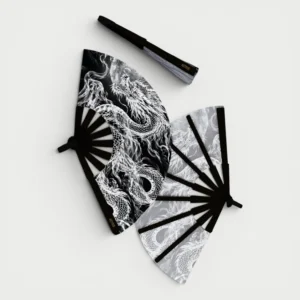Abanico Dragon Blanco con funda