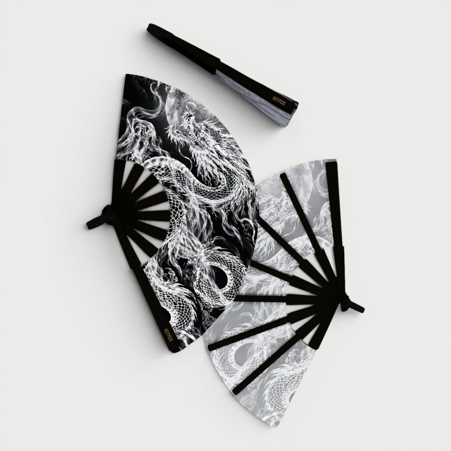 Abanico Dragon Blanco con funda