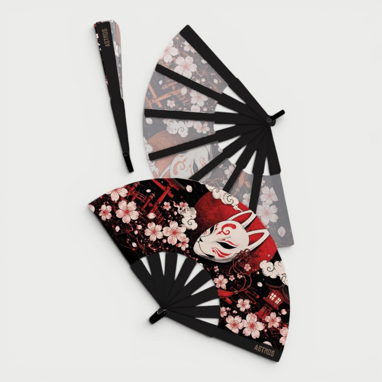 Abanico Hanami Kitsune con funda