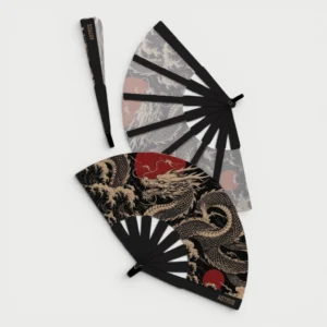 Abanico Dragon Olas con funda