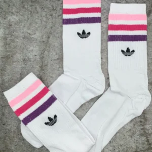 Medias Adidas Blancas con rosa, rojo y violeta