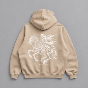Hoodie Devil Oversize beige — Foto secundaria sobre fondo gris