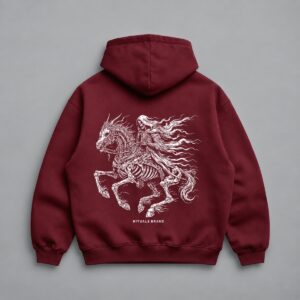 Hoodie Devil Oversize Rojo — Foto secundaria sobre fondo gris