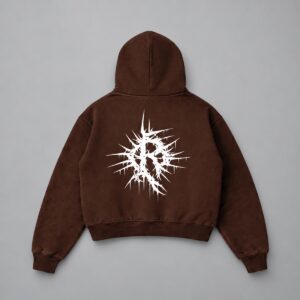 Hoodie Boxy Generation Chocolate — Foto secundaria sobre fondo gris