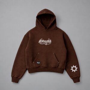 Hoodie Boxy Pardon Chocolate — Portada sobre fondo gris
