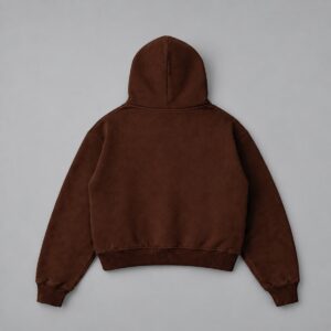 Hoodie Boxy Pardon Chocolate — Foto secundaria sobre fondo gris