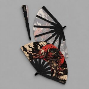 Abanico Oni Cielos de Tormenta con funda - fondo gris