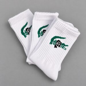Medias Lacoste tenis blancos — Vista principal sobre fondo gris