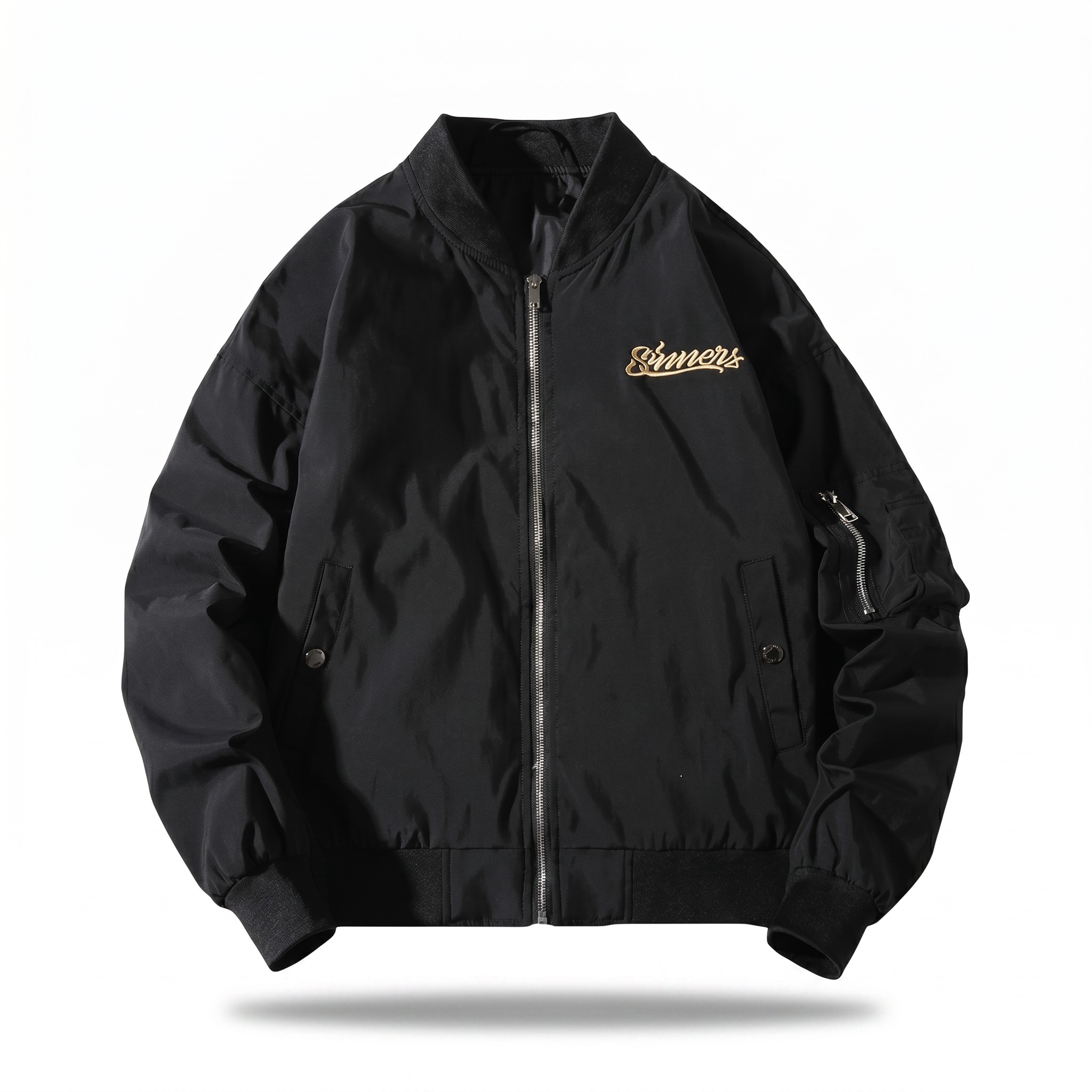 Chaqueta Bomber Sinners Cyber Retro Bordada negra