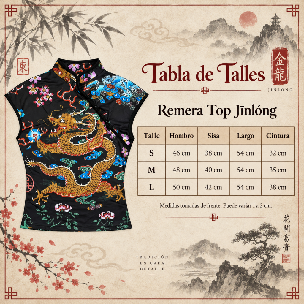 Medidas de Remera Top Jīnlóng