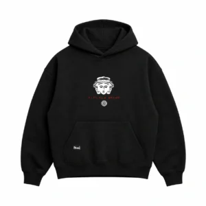 Hoodie Boxy Three Faces black