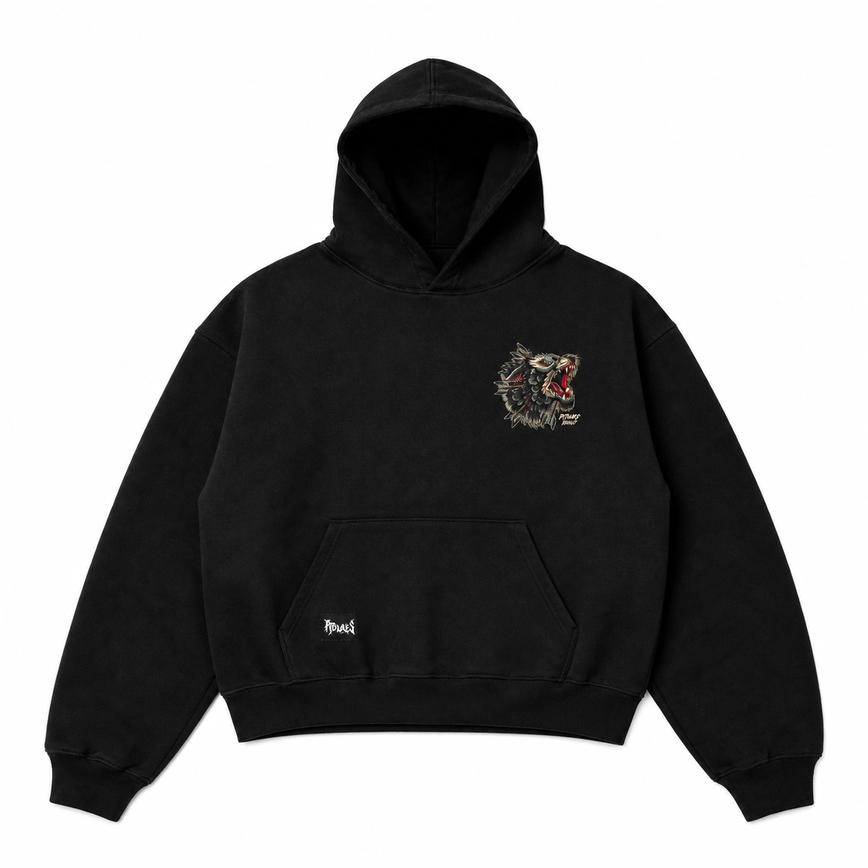 Hoodie Boxy Wolf Spirit black - Imagen 2