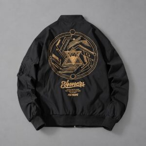 Chaqueta Bomber Sinners Cyber Retro Bordada negra