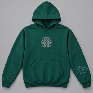 Hoodie Over Iron Chain Verde ingles — Portada sobre fondo gris