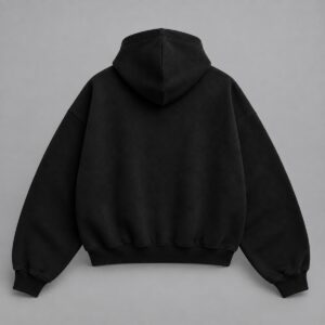Hoodie Boxy Ritual Cube Black — Foto secundaria sobre fondo gris
