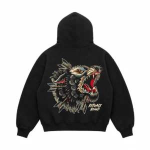 Hoodie Boxy Wolf Spirit black