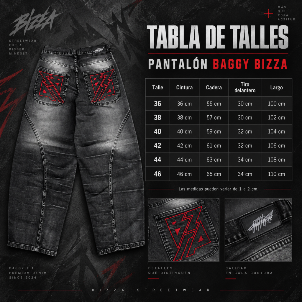 Medidas de Pantalón Baggy Bizza