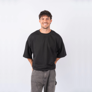Remera Boxy Algodón 20.1 Negro KTX