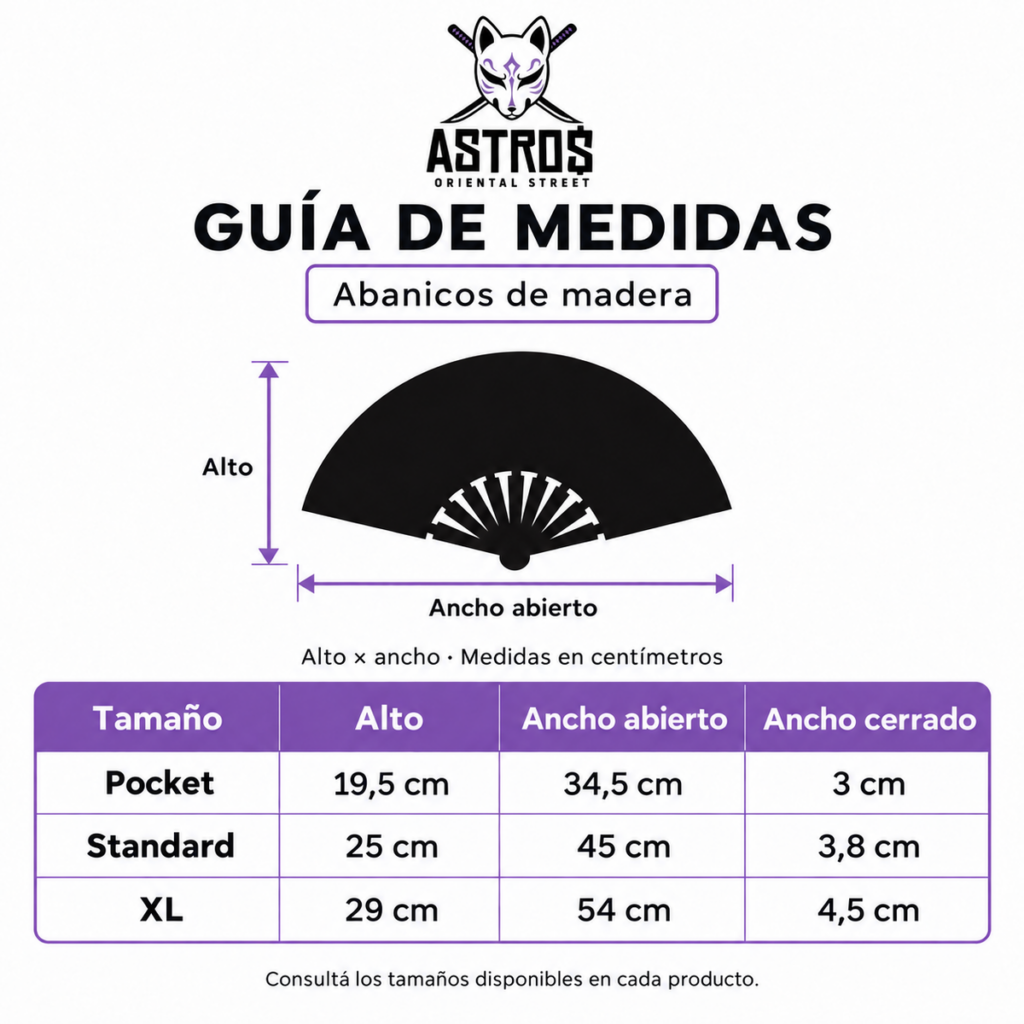 Medidas de Abanico Sin Limites Silver