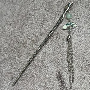 Horquilla Bambú con Abanico y Jade